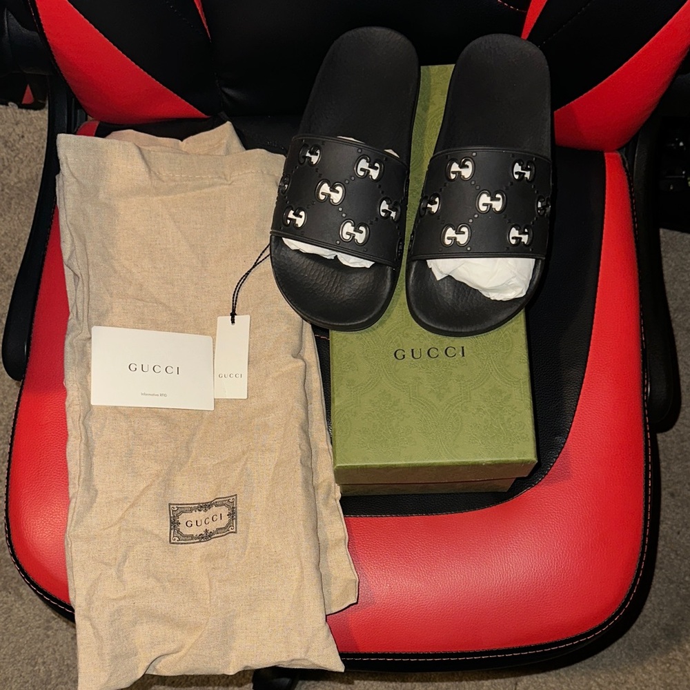 Gucci Black Logo Slide Sandals